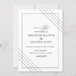Invitación a la Boda Blanca Negra Art Deco