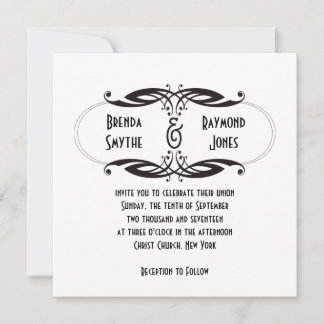 Invitación a la Boda Blanca Negra Art Déco| Inicia