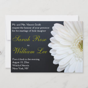 Invitación a la boda blanca, negra y dorada