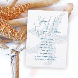 Invitación a la boda blanca simple con Sea Star