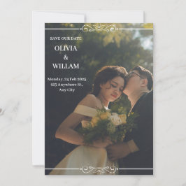 Invitación a la boda blanca simple y verde