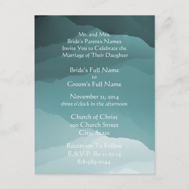 Invitación a la boda blanca sobre el mar nigosoAzu (Anverso)