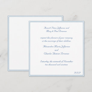 Invitación a la boda blanca y azul claro