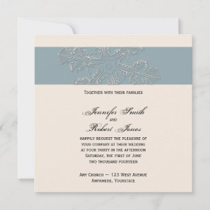 Invitación a la boda blanca y azul del invierno