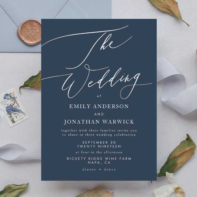 Invitación a la boda blanca y azul. Invitación sim (Subido por el creador)