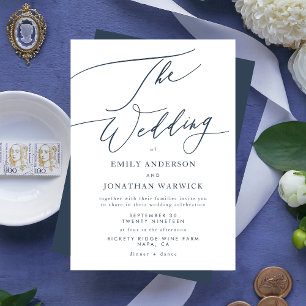 Invitación a la boda blanca y azul. Invitación sim