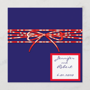 Invitación a la boda blanca y azul roja