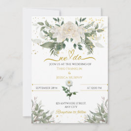 Invitación a la boda blanca y de oro