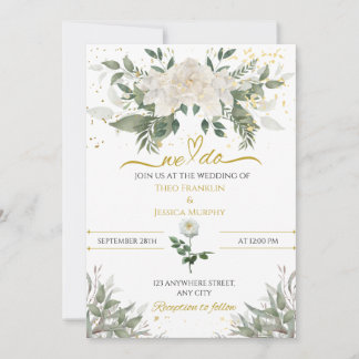 Invitación a la boda blanca y de oro