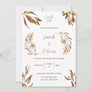 Invitación a la boda blanca y marrón