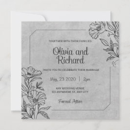 Invitación a la boda blanca y negra