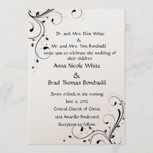 Invitación a la boda blanca y negra