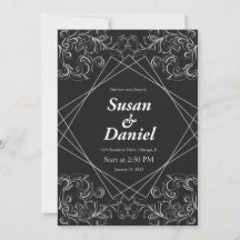Invitación a la boda blanca y negra