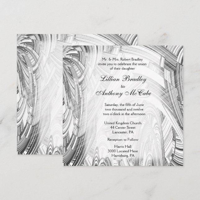 Invitación a la boda blanca y negra (Anverso / Reverso)