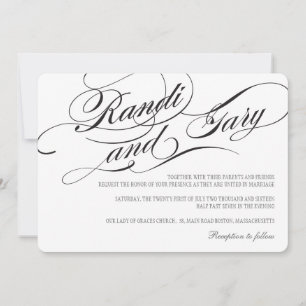 Invitación a la boda blanca y negra