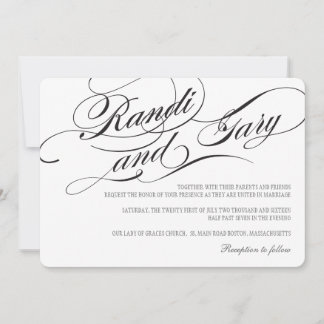 Invitación a la boda blanca y negra