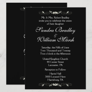 Invitación a la boda blanca y negra