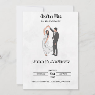 Invitación a la boda blanca y negra