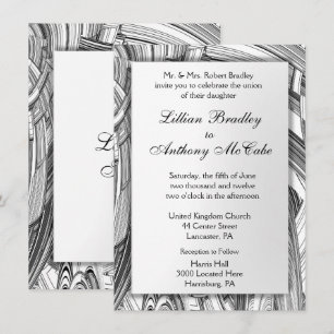 Invitación a la boda blanca y negra