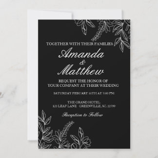 Invitación a la boda blanca y negra