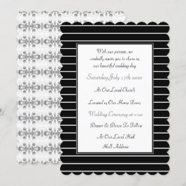 Invitación a la boda blanca y negra