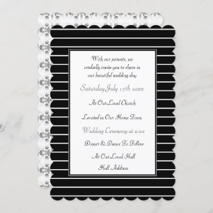 Invitación a la boda blanca y negra