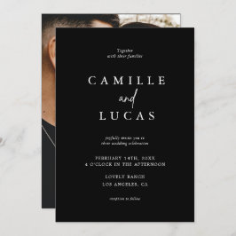 Invitación a la boda blanca y negra