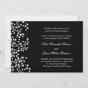 Invitación a la boda blanca y negra