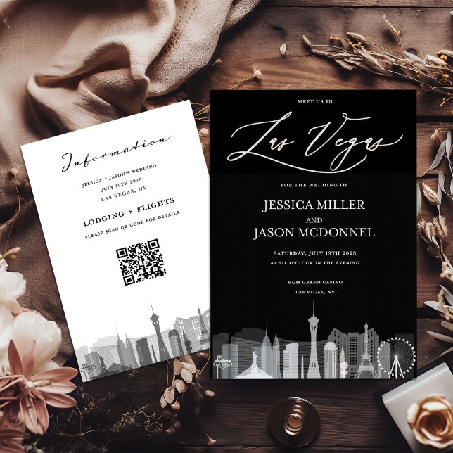Invitación a la boda blanca y negra de Las Vegas (Subido por el creador)