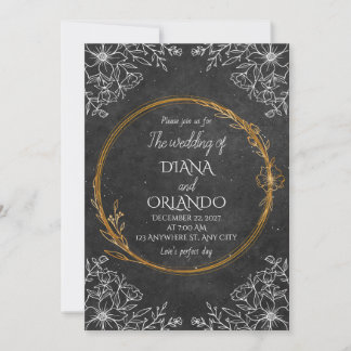 Invitación a la boda blanca y negra de lujo