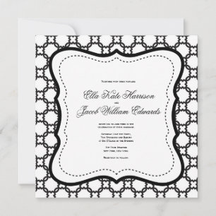Invitación a la boda blanca y negra de personaliza