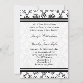 Invitación a la boda blanca y negra de plantilla