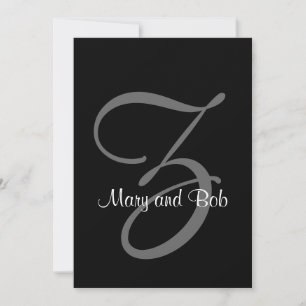 Invitación a la boda blanca y negra Z inicial