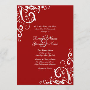 Invitación a la boda blanca y roja