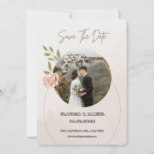 Invitación a la boda blanca y rosa de lujo