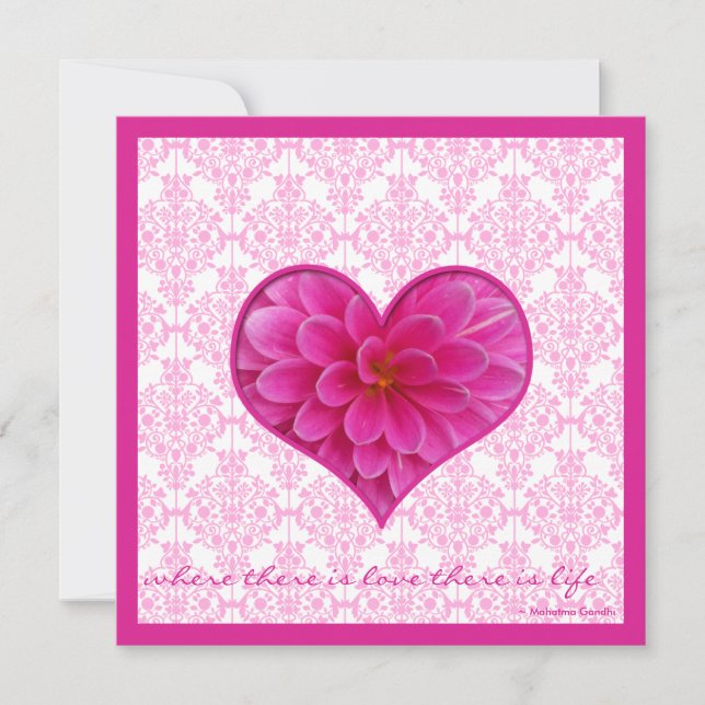 Invitación a la boda blanca y rosada caliente (Anverso)