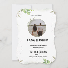 Invitación a la boda blanca y verde