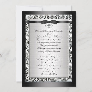 Invitación a la boda blanco negro elegante