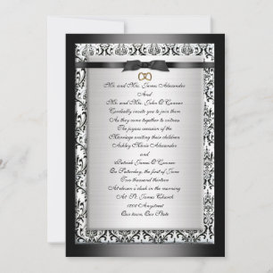 Invitación a la boda blanco negro elegante