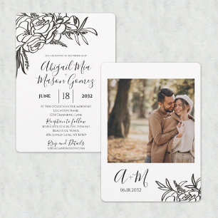 Invitación a la boda blanco y negro