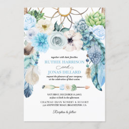 Invitación a la boda Blue Boho Dreamcatcher