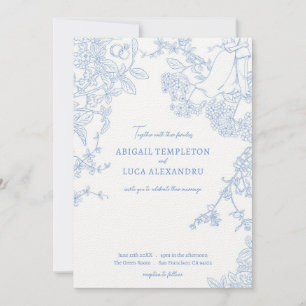 Invitación a la boda Blue Chinoiserie Toile de Jou
