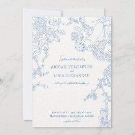 Invitación a la boda Blue Chinoiserie Toile de Jou