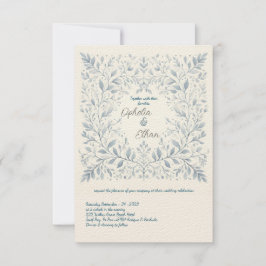 Invitación a la boda Blue Floral de acuarela