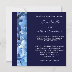 Invitación a la boda Blue Hydrangea - de dos lados