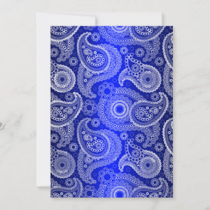 Invitación a la boda Blue Shimmer Satin & Paisley