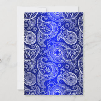 Invitación a la boda Blue Shimmer Satin & Paisley