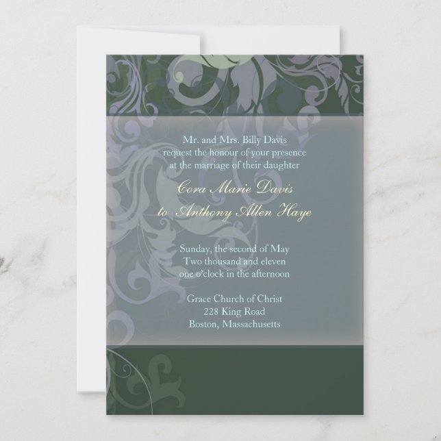 Invitación a la boda Blue Victoria (Anverso)