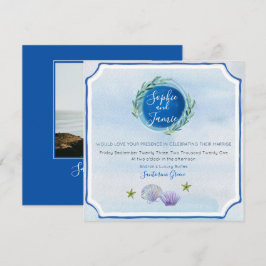 Invitación a la boda Blue WaterColor Beach