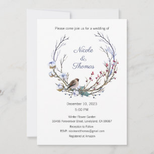 Invitación a la boda, boda de invierno, corona de 